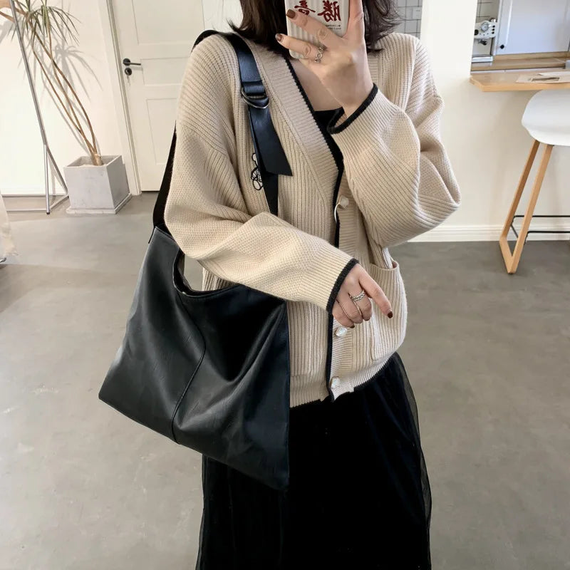 Women Large Shoulder Bag Pu Leather Messenger Crossbody Bag