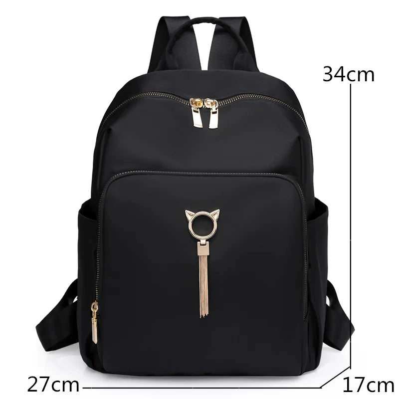 Waterproof Tassel Oxford Women Backpack Big Capacity Travel Bag