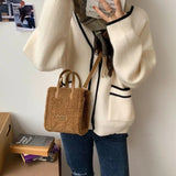 Women Winter Shoulder Bag Lamb Wool Warm Soft Autumn Ins Cross-body Beige Khaki