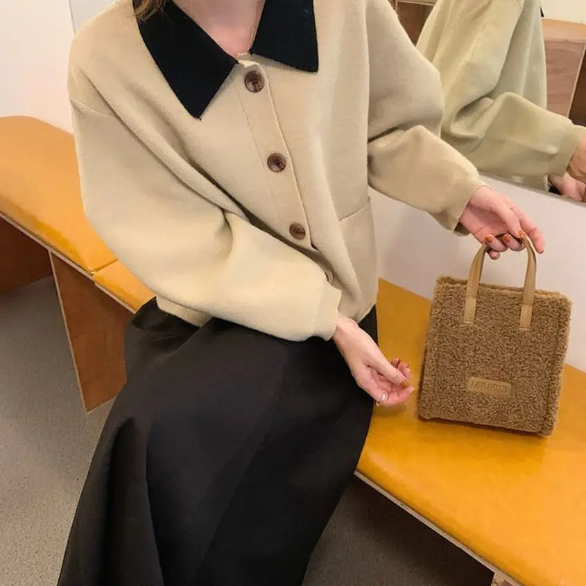 Women Winter Shoulder Bag Lamb Wool Warm Soft Autumn Ins Square Cross-body Porta