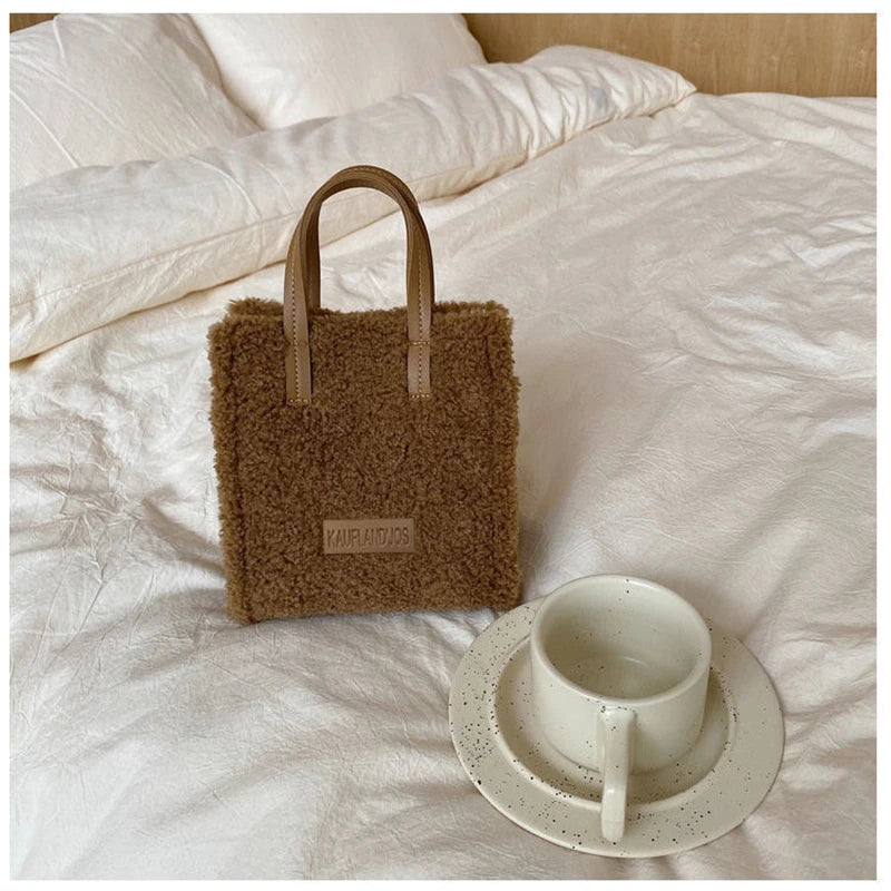 Warm Lamb Wool Shoulder Bag Soft Autumn Cross-body