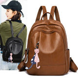 Women's PU Leather Travel Shoulder Bag Girl School Backpack