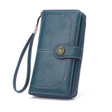 Women's Retro Oil Wax Wallet PU Hollow Zipper Wallet