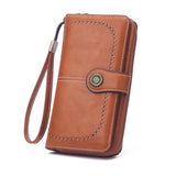Women's Retro Oil Wax Wallet PU Hollow Zipper Wallet