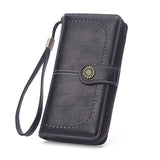 Women's Retro Oil Wax Wallet PU Hollow Zipper Wallet