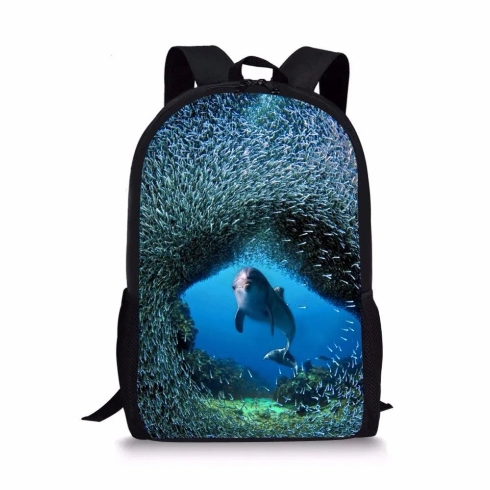 Coral Shark Printed Schoolbag for Kids