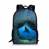Coral Shark Printed Schoolbag for Kids