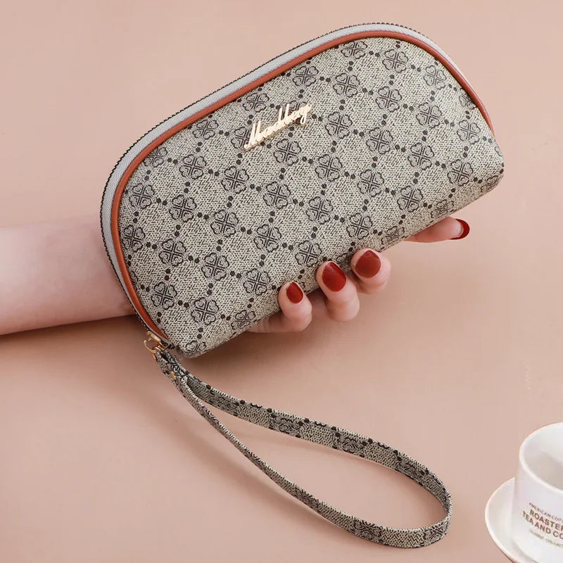 Printed Shell Clutch Bag Women's Travel Storage PU Leather Cosmetic Bag