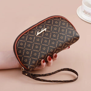 Printed Shell Clutch Bag Women's Travel Storage PU Leather Cosmetic Bag