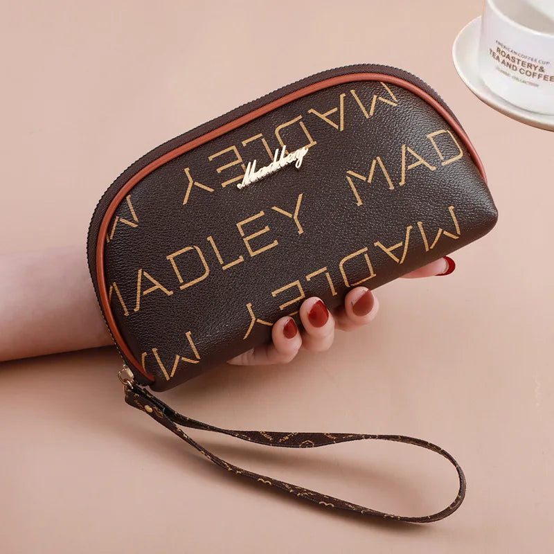 Printed Shell Clutch Bag Women's Travel Storage PU Leather Cosmetic Bag