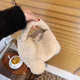 Women's Small Fresh Lamb Velvet Bag with Chain Shoulder Messenger Bag