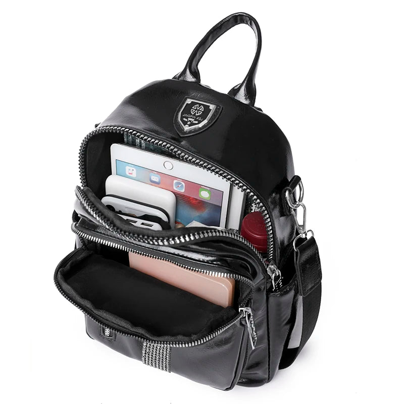 Ladies Large Capacity PU Leather Backpack