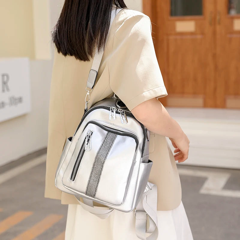 Ladies Large Capacity PU Leather Backpack
