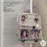 Japanese-style girl backpack with transparent pocket