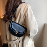 Brown Metal Buckle Shoulder Bag with Adjustable Strap