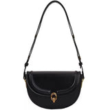 Brown Metal Buckle Shoulder Bag with Adjustable Strap