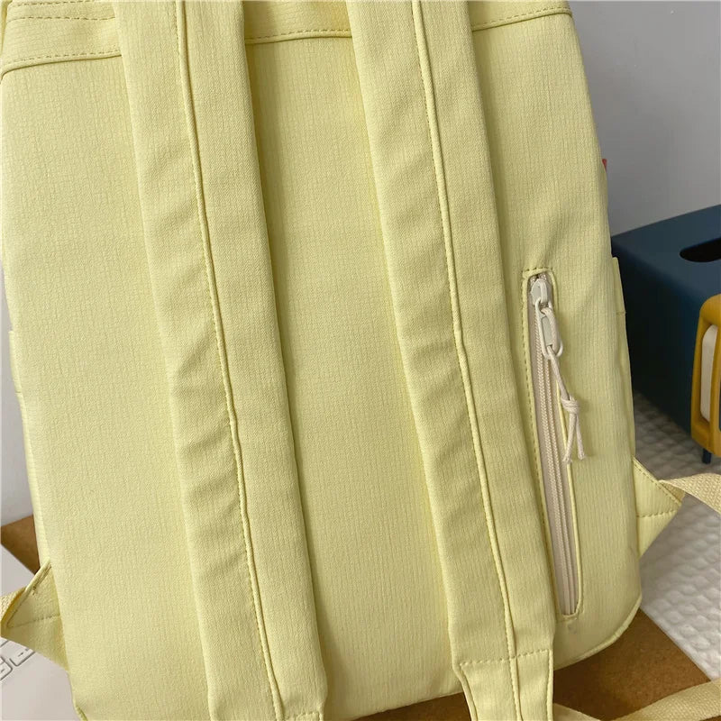 Casual Nylon Student Schoolbag Double Zipper Charm Keychain