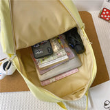 Casual Nylon Student Schoolbag Double Zipper Charm Keychain