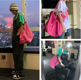 Retro Letter Printing Canvas Bag Portable Large-Capacity Shopping Bag