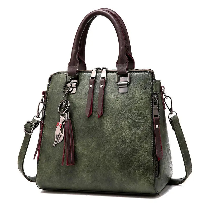 Vintage PU Leather Tassel Crossbody Shoulder Bag Women Handbags