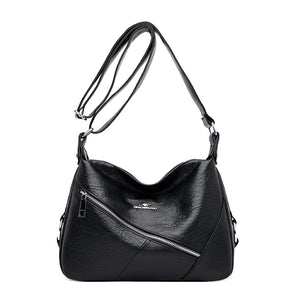 Women's Small Soft PU Mummy Bag Multi-Zip Shoulder Bag