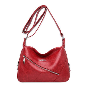 Women's Small Soft PU Mummy Bag Multi-Zip Shoulder Bag