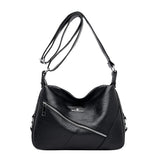 Women's Small Soft PU Mummy Bag Multi-Zip Shoulder Bag