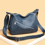 Women's Small Soft PU Mummy Bag Multi-Zip Shoulder Bag