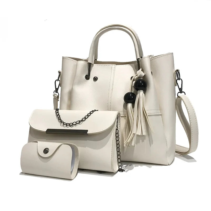 Fringe Shoulder Bag Set PU Leather Mother Bag