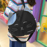 Canvas Cat Print Messenger Shoulder Bag Women Tote School Crossbody Bag