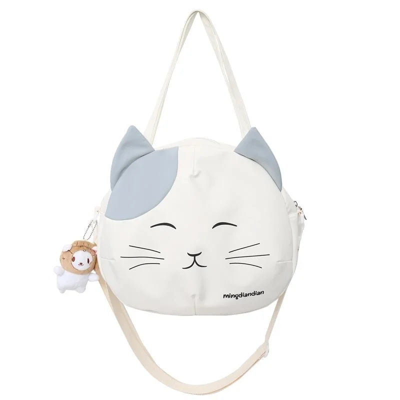Canvas Cat Print Messenger Shoulder Bag Women Tote School Crossbody Bag