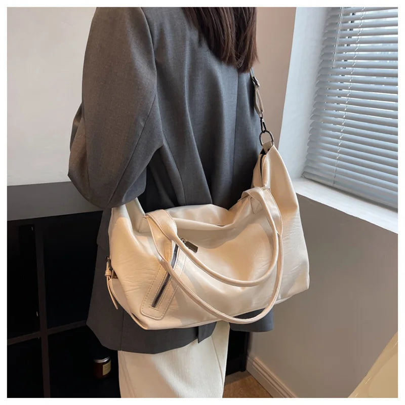 Casual Soft Leather Tote Bag for Women Large Capacity Handbag