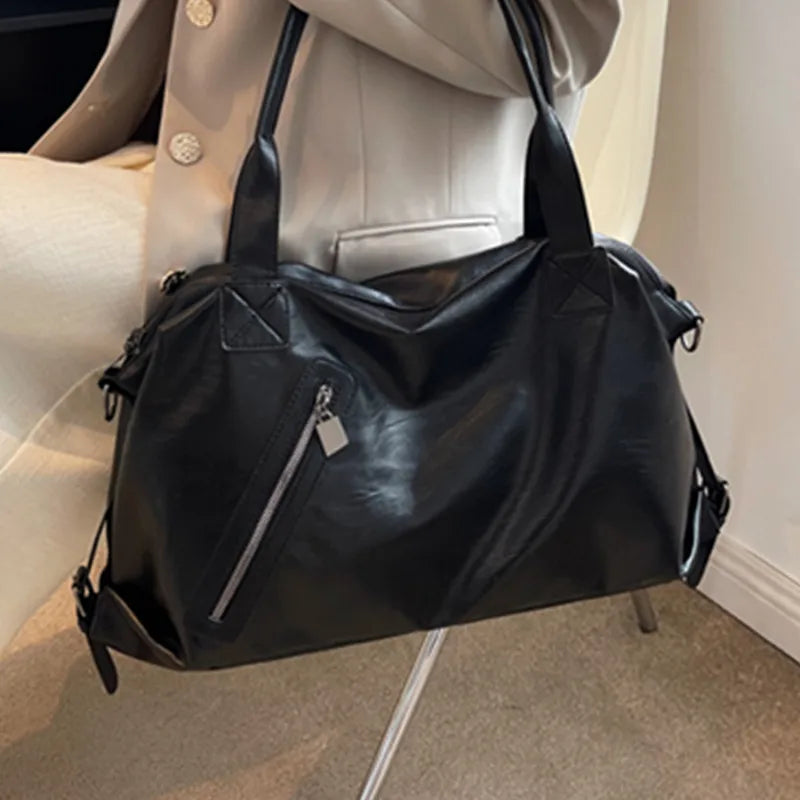 Casual Soft Leather Tote Bag for Women Large Capacity Handbag