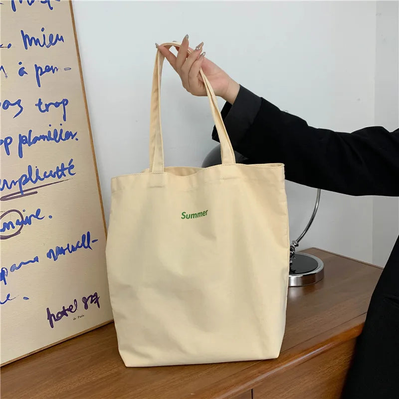 Casual Daily Books Women Students Handbags Large Capacity Canvas Top Handle