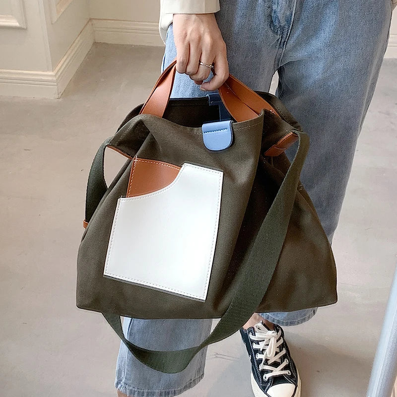 Casual Tote Messenger Bags Canvas for Women Travel Shoulder Bag Shopping Girls