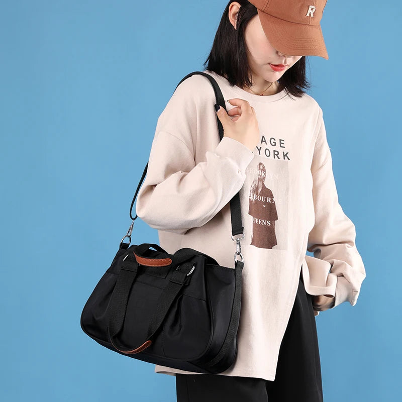 Large Capacity Nylon Handbag Waterproof Casual Handle Women's Travel Handbag