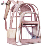 Clear PVC Waterproof Transparent School Bag See Through Backpacks High Large Cap