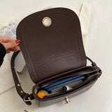 Brown PU Leather Shoulder Bag Women Messenger Handbag