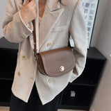 Brown PU Leather Shoulder Bag Women Messenger Handbag