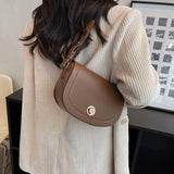 Brown PU Leather Shoulder Bag Women Messenger Handbag