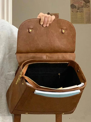 Vintage Brown Leather Shoulder Bag for Women