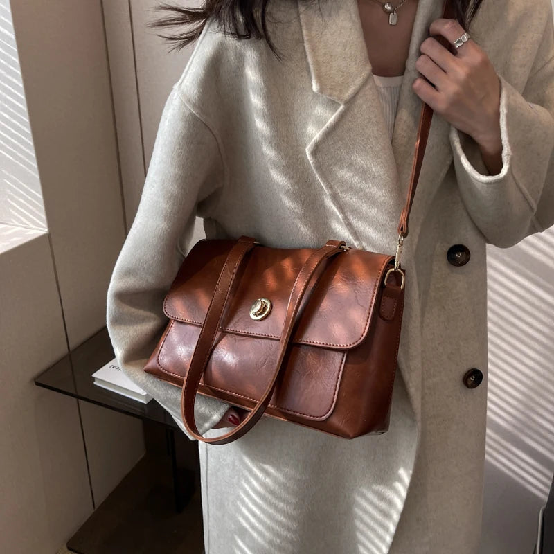 Large PU Leather Crossbody Bags for Women Shoulder Bag