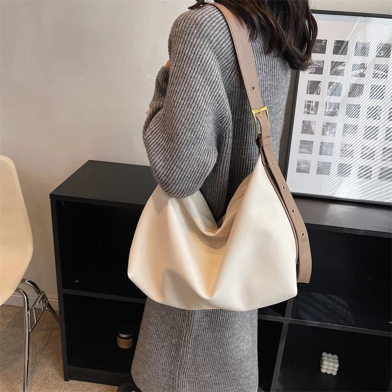 Casual Tote Women Leather Shoulder Bag with Large Pockets