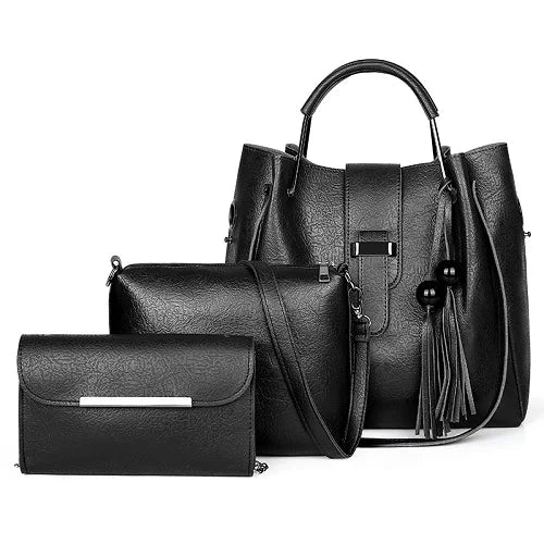 Retro Three-piece Pu Handbags Shoulder Bag Large Capacity Composite Bag