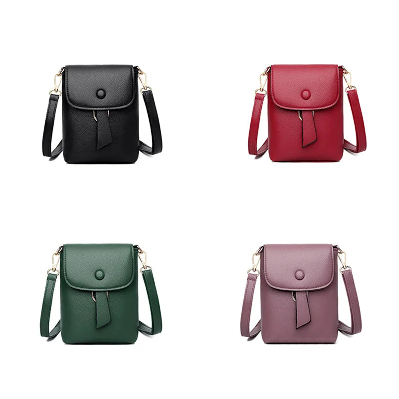 Mini PU Leather Crossbody Bag for Women Girls - Solid Color Flap Shoulder Purse