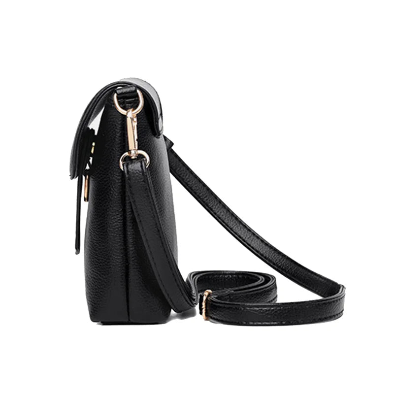 Mini PU Leather Crossbody Bag for Women Girls - Solid Color Flap Shoulder Purse