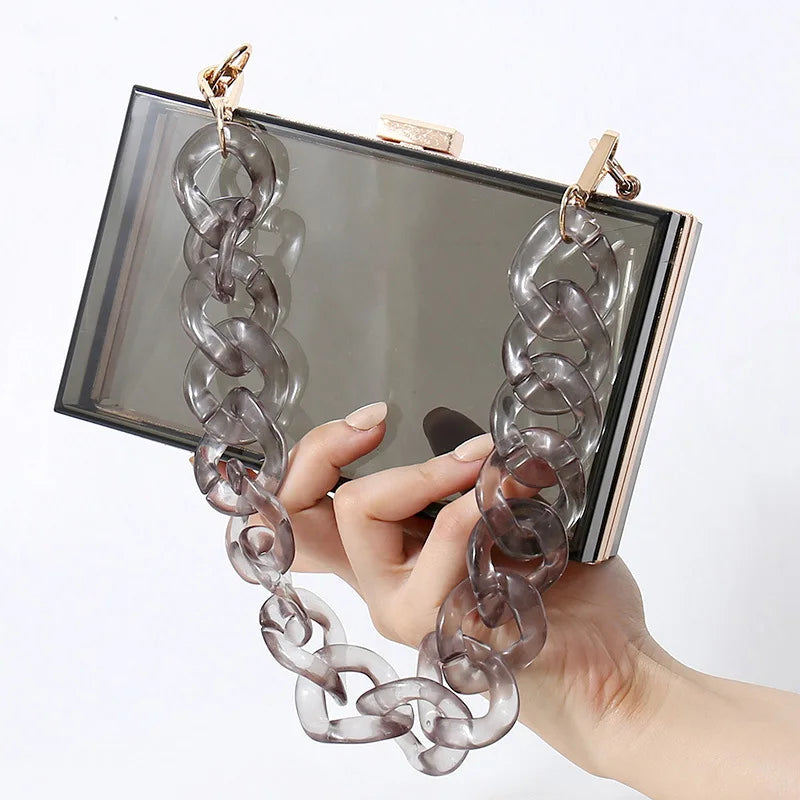 Clear Acrylic Clutch Purse Jelly Bag Crossbody Shoulder Messanger Wallets