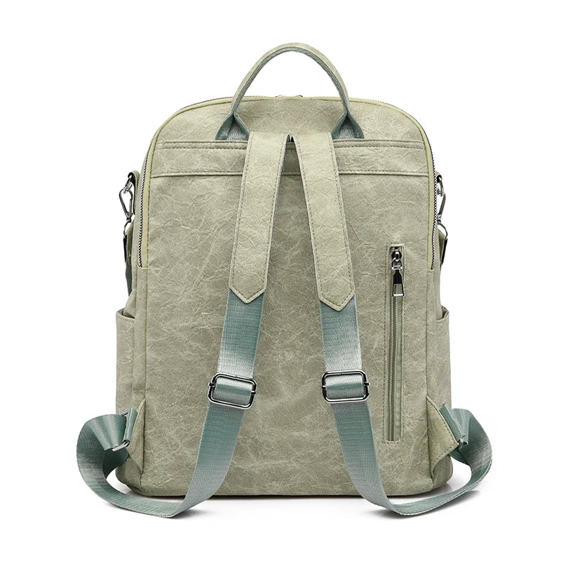 Retro PU Leather Backpack Waterproof Travel Bag Casual Mochila