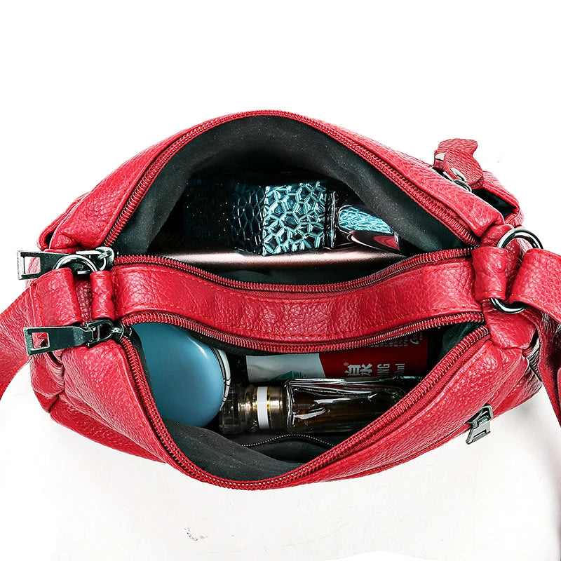 Hot Women Bag Washed Pu Soft Leather Shoulder Bag Multi-layer Crossbody Bag