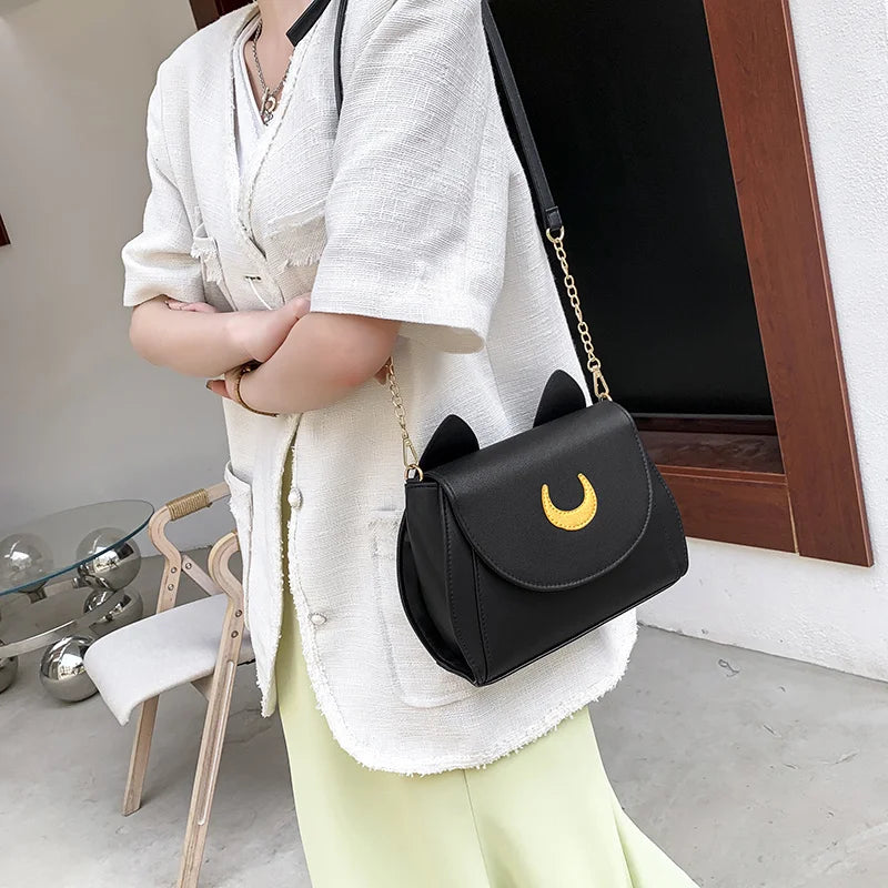 Cat Shape Chain Women Shoulder Bag PU Leather Tote Bag